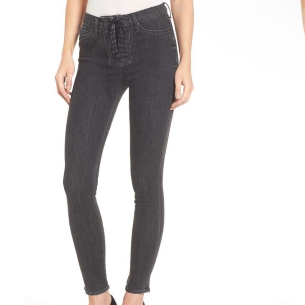 Hudson NWT High Rise Bullocks Lace-Up Super Skinny‎ Black Jeans